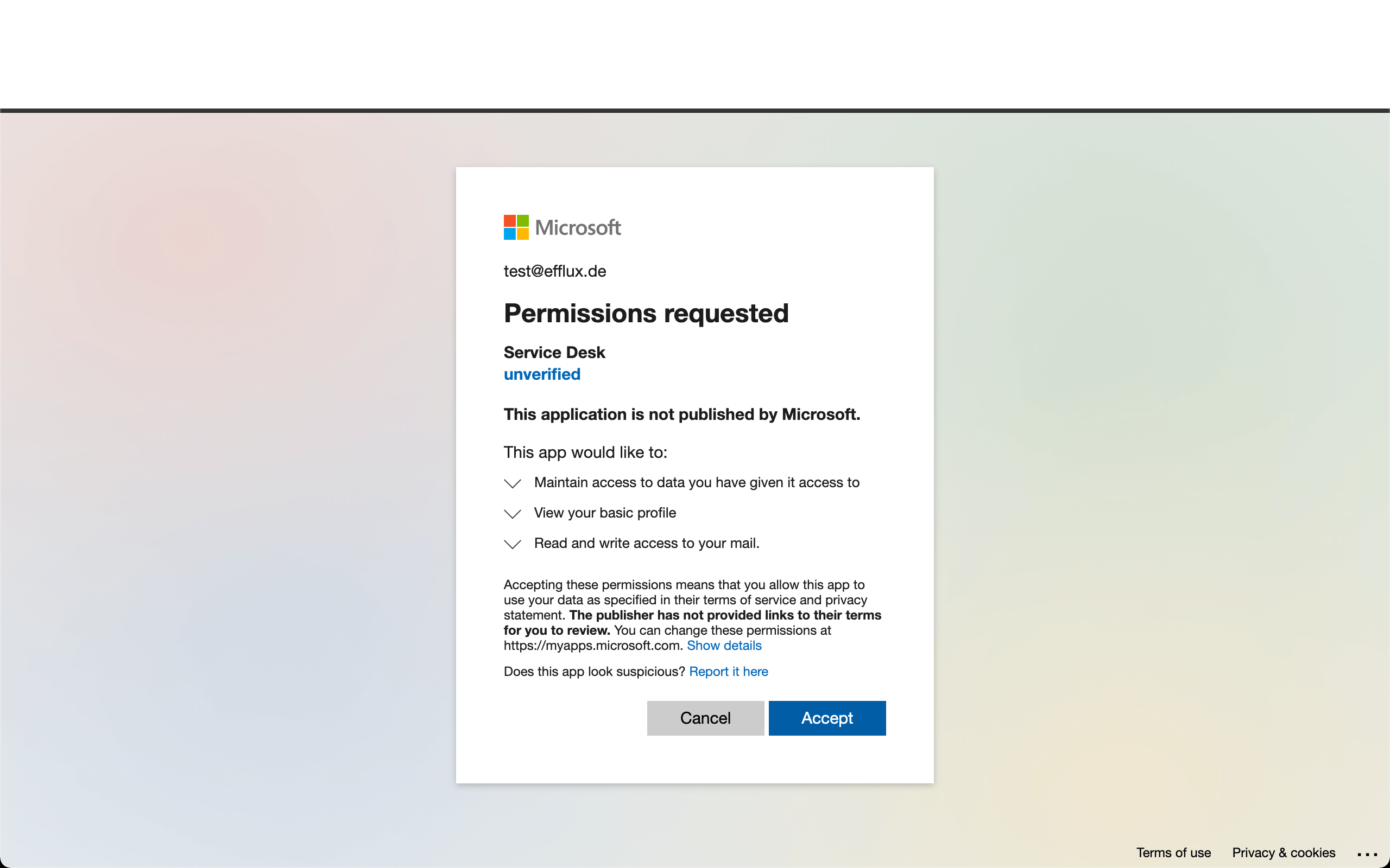 OAuth 2.0 Microsoft Azure Permission